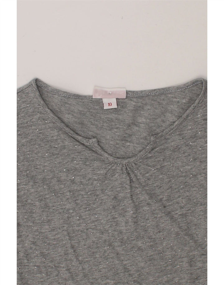 BRUMS Girls Top Long Sleeve 9-10 Years Grey Cotton Vintage Brums and Second-Hand Brums from Messina Hembry 