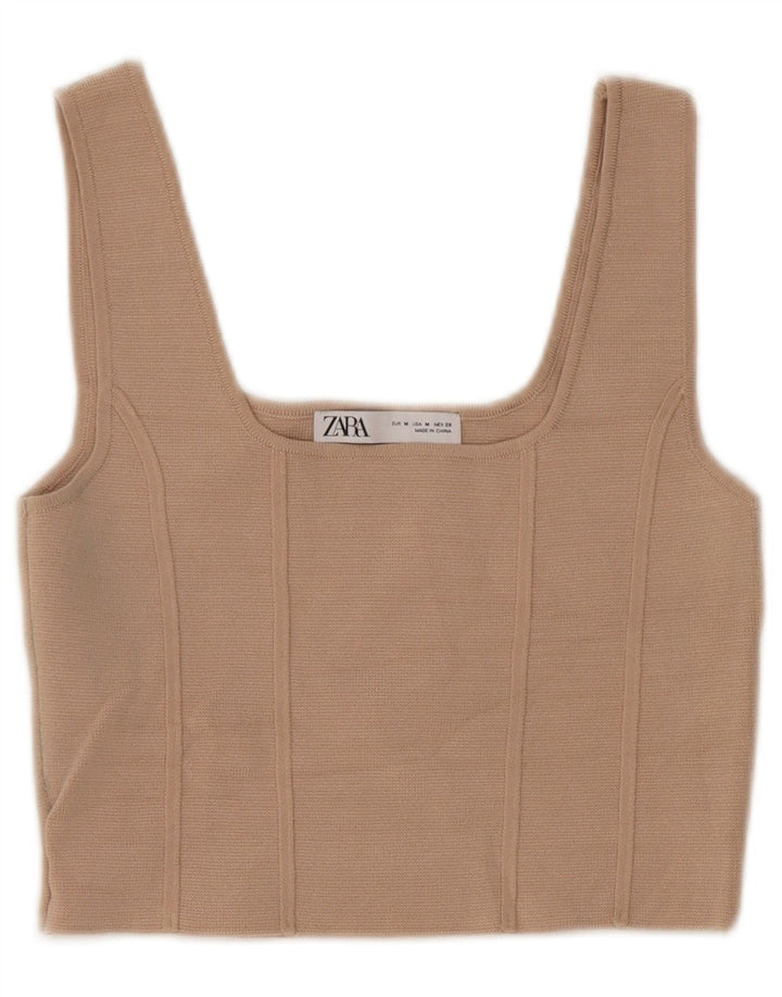 Damski krótki top Zara UK 12, średni beż, nylon