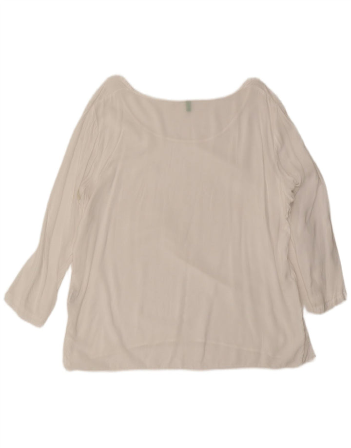 Damski top Benetton z rękawem 3/4, UK 18 XL, biała wiskoza