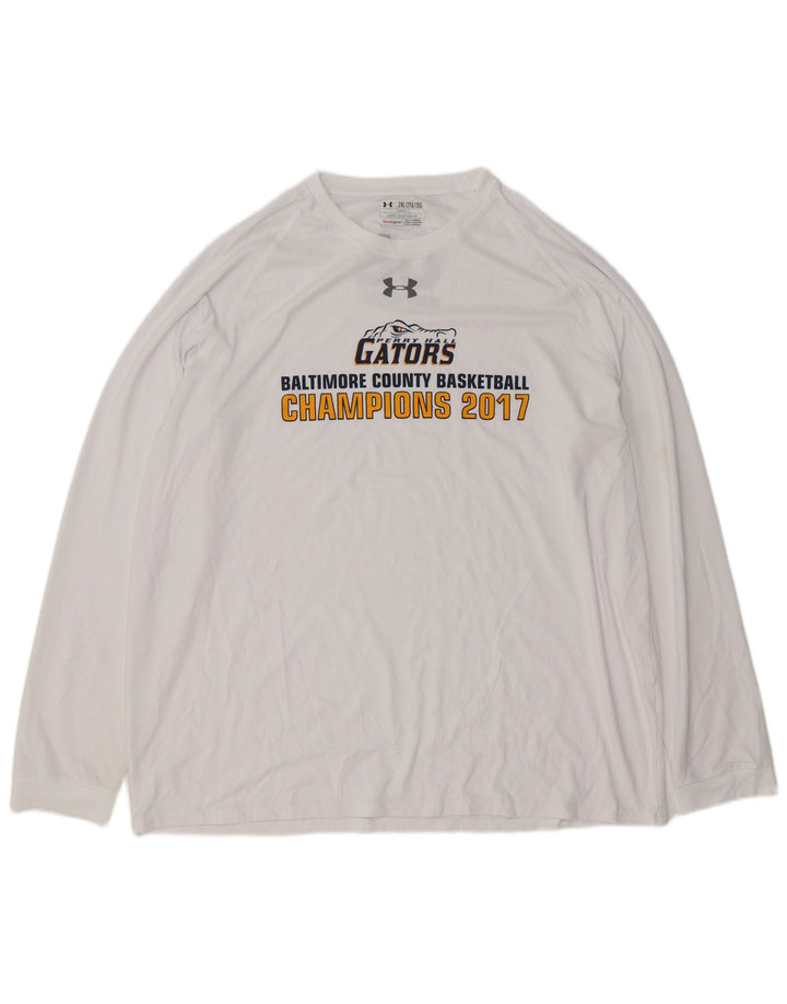 Męski top z grafiką UNDER ARMOUR z długim rękawem 2XL w kolorze białym