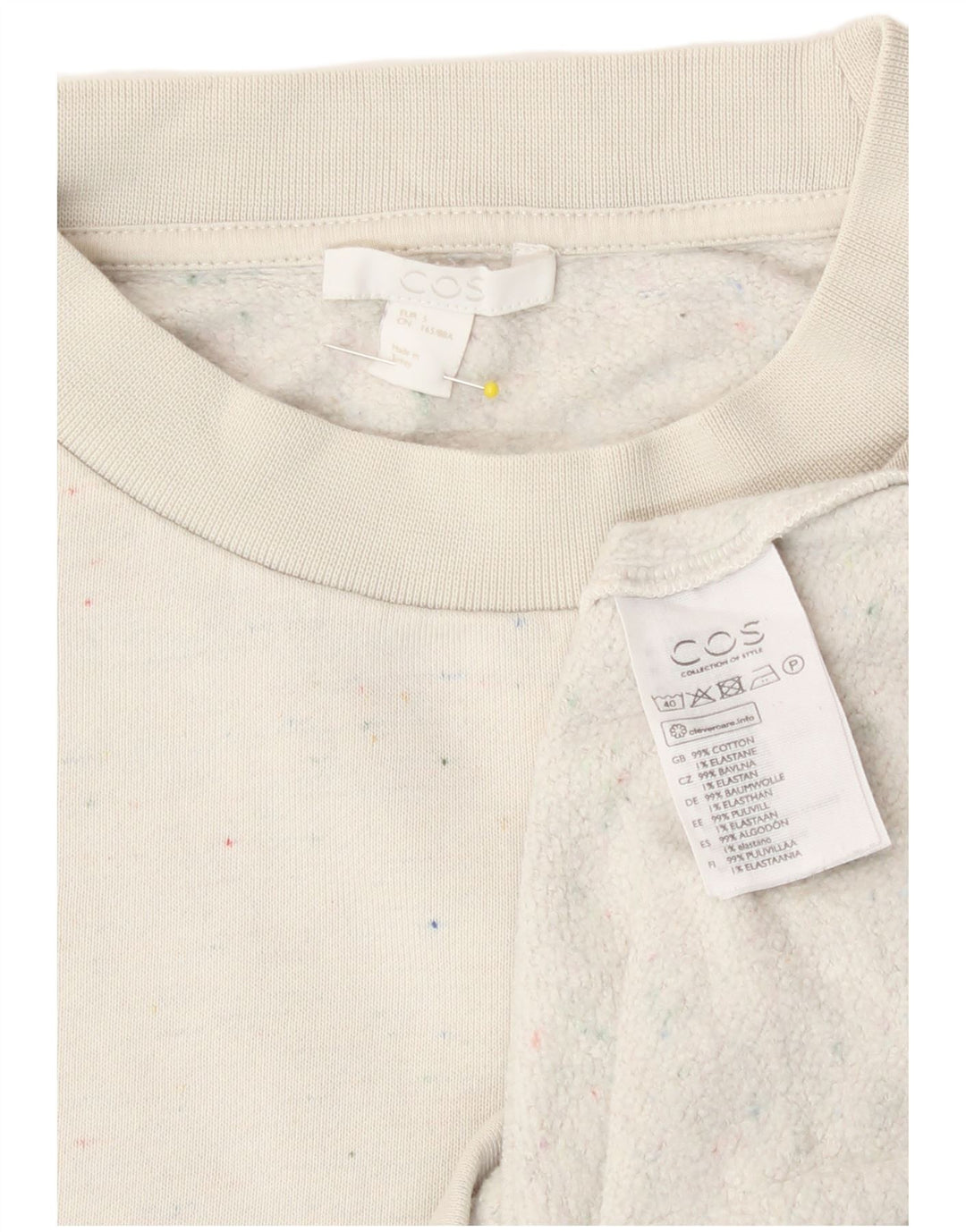 Cos Damska bluza oversize UK 10, mała, biała, nakrapiana bawełna