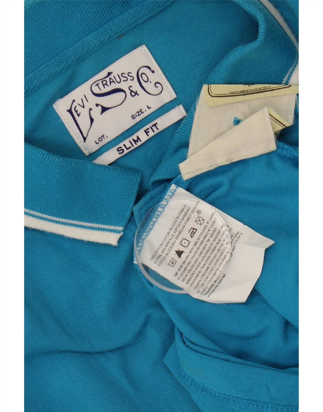 Męska koszulka polo slim fit LEVI'S, duża, niebieska, bawełniana