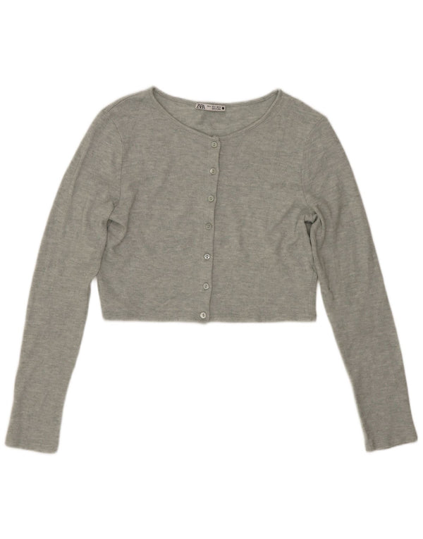 Sweter damski Zara Crop Cardigan UK 12 Średni szary nakrapiany