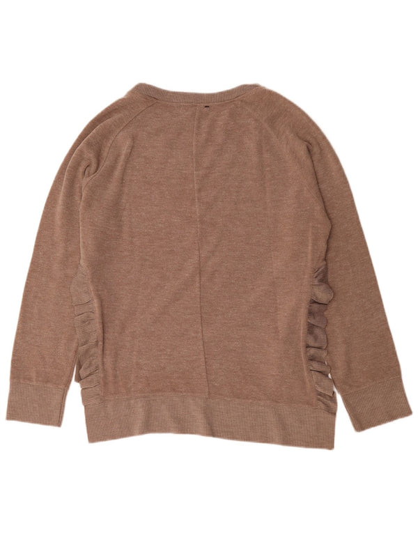 Damski sweter oversize z falbaną i dekoltem w łódkę Zara UK 10 Small Brown
