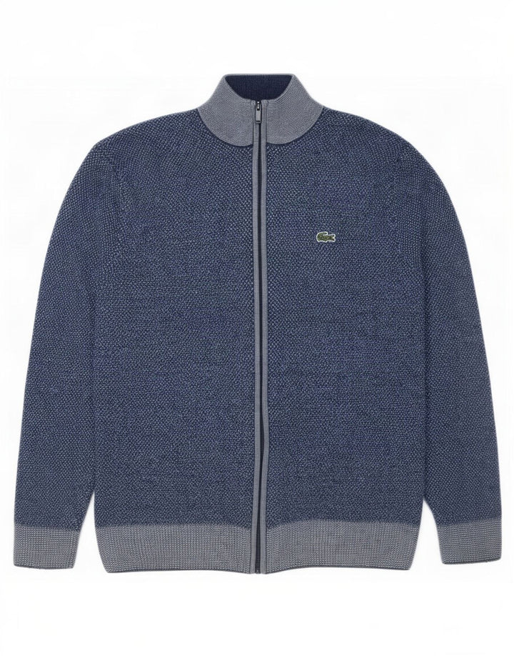 Lacoste Męski sweter rozpinany, rozmiar 5, duży, niebieski, wełniany