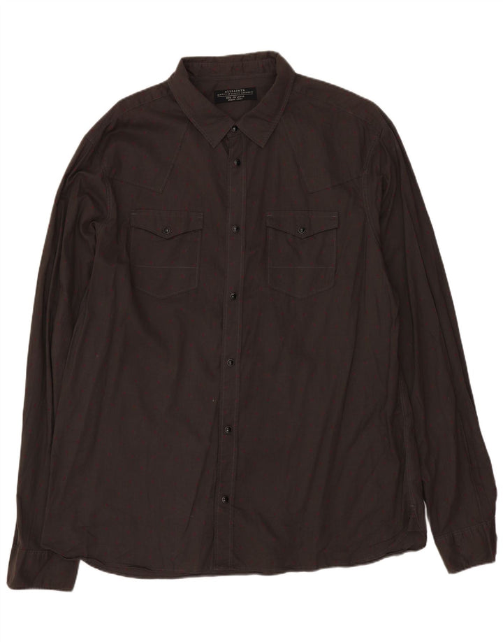 Koszula męska All Saints 2XL, szara, bawełniana w cętki