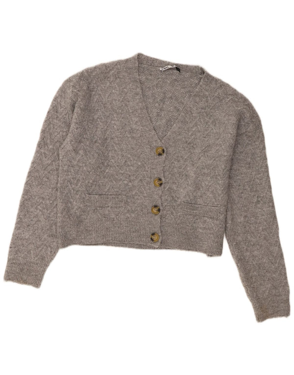 Sweter damski Zara Crop Cardigan UK 14 Średni szary akryl
