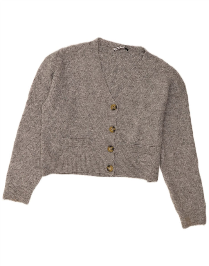 Sweter damski Zara Crop Cardigan UK 14 Średni szary akryl