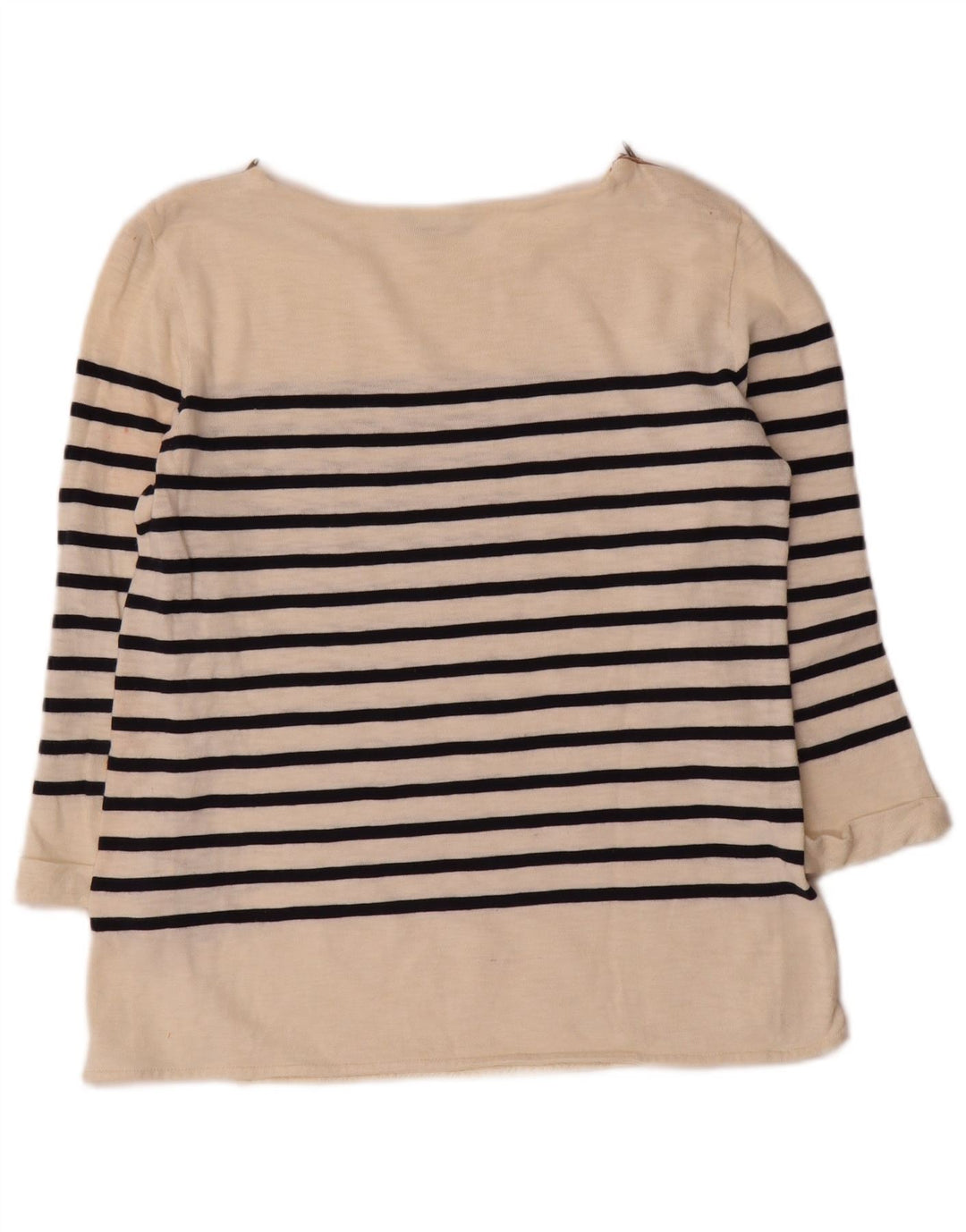 Damski top Massimo Dutti z rękawem 3/4, UK 12, średni, złamanej bieli, bawełniany w paski