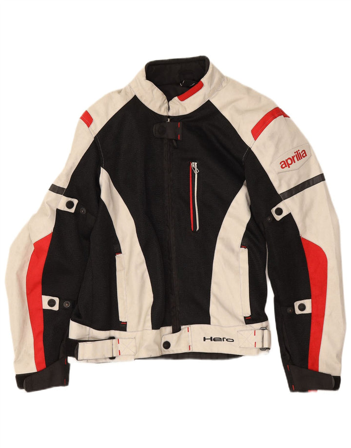 Męska kurtka Aprilia Graphic Racer UK 38, poliester w kolorze średniej czerni
