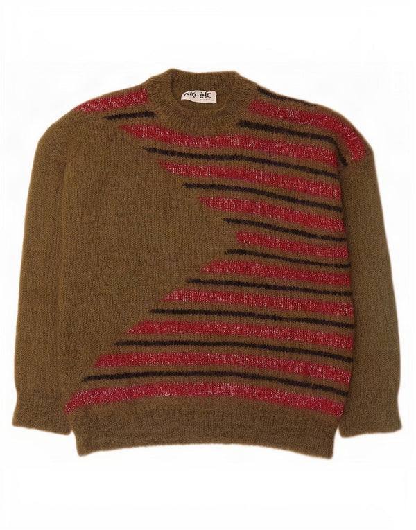 Damski sweter z okrągłym dekoltem Niki Line UK 18 XL Khaki Moher w paski