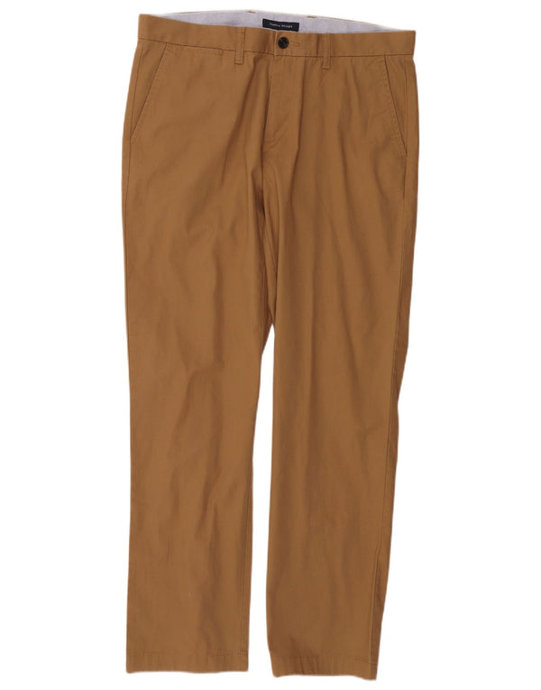 Męskie proste spodnie Chino TOMMY HILFIGER W34 L32 Brązowa bawełna