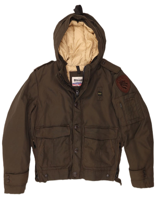 Damska kurtka wojskowa z kapturem i wyściełaną blauer UK 14, średni nylon khaki
