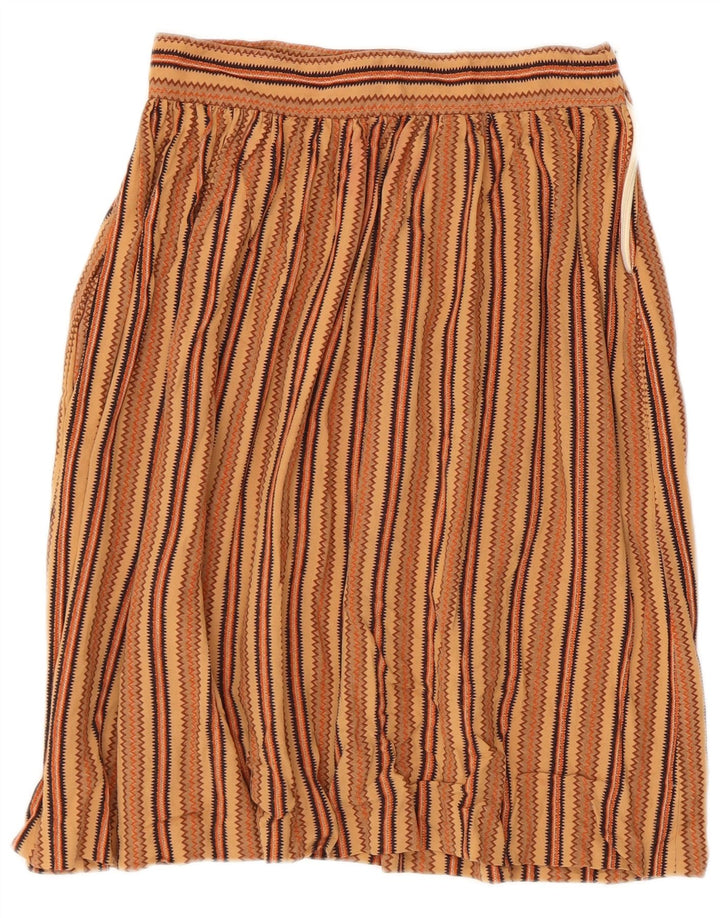 Vintage damska plisowana spódnica IT 44 Medium W26 brązowa geometryczna aztec