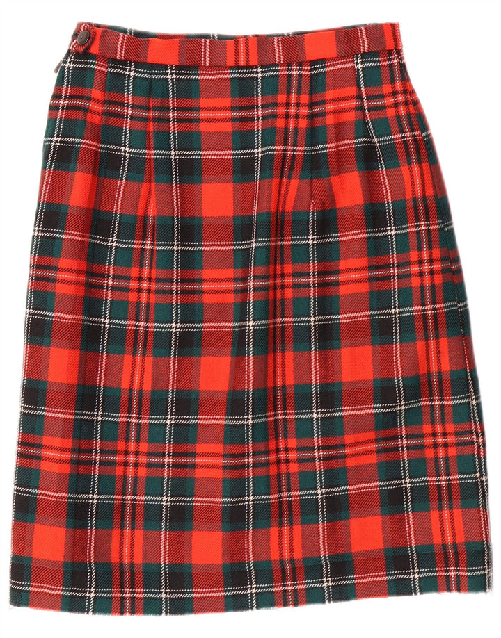 VINTAGE damski 2-częściowy komplet spódnic EU 42 Large W28 L23 czerwona wełniana kratka