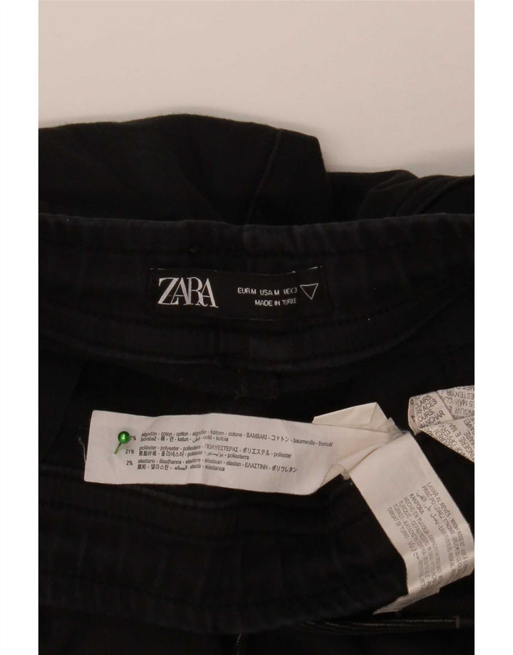 Męskie spodnie dresowe Zara Joggers, średnia czarna bawełna