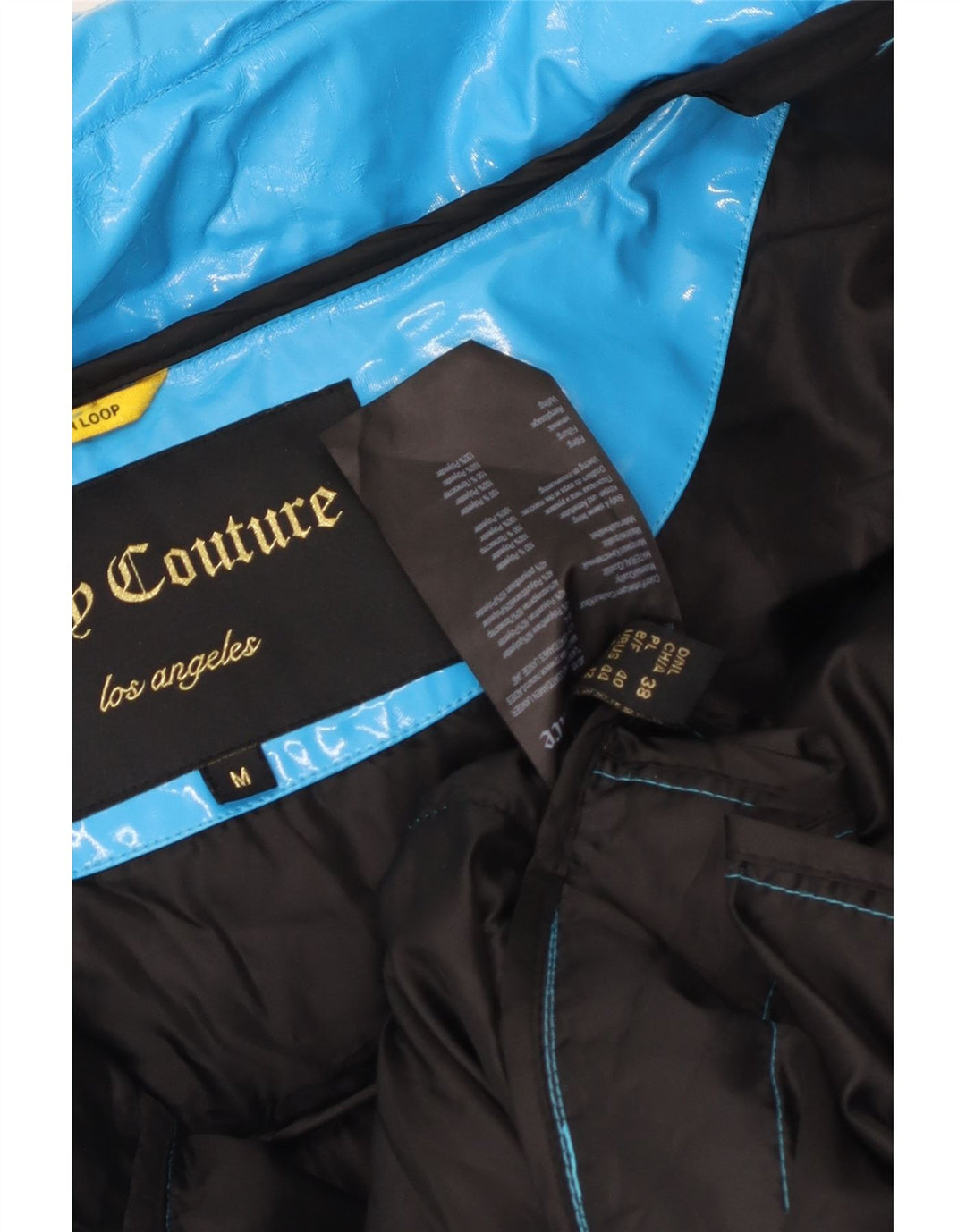 Damski płaszcz oversize Juicy Couture UK 14, średnioniebieski, poliuretanowy