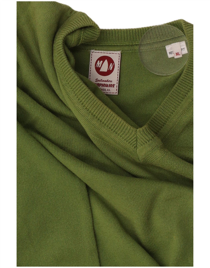 Męski sweter Murphy & Nye Sailmakers o regularnym kroju z dekoltem w kształcie litery V, XL, zielony