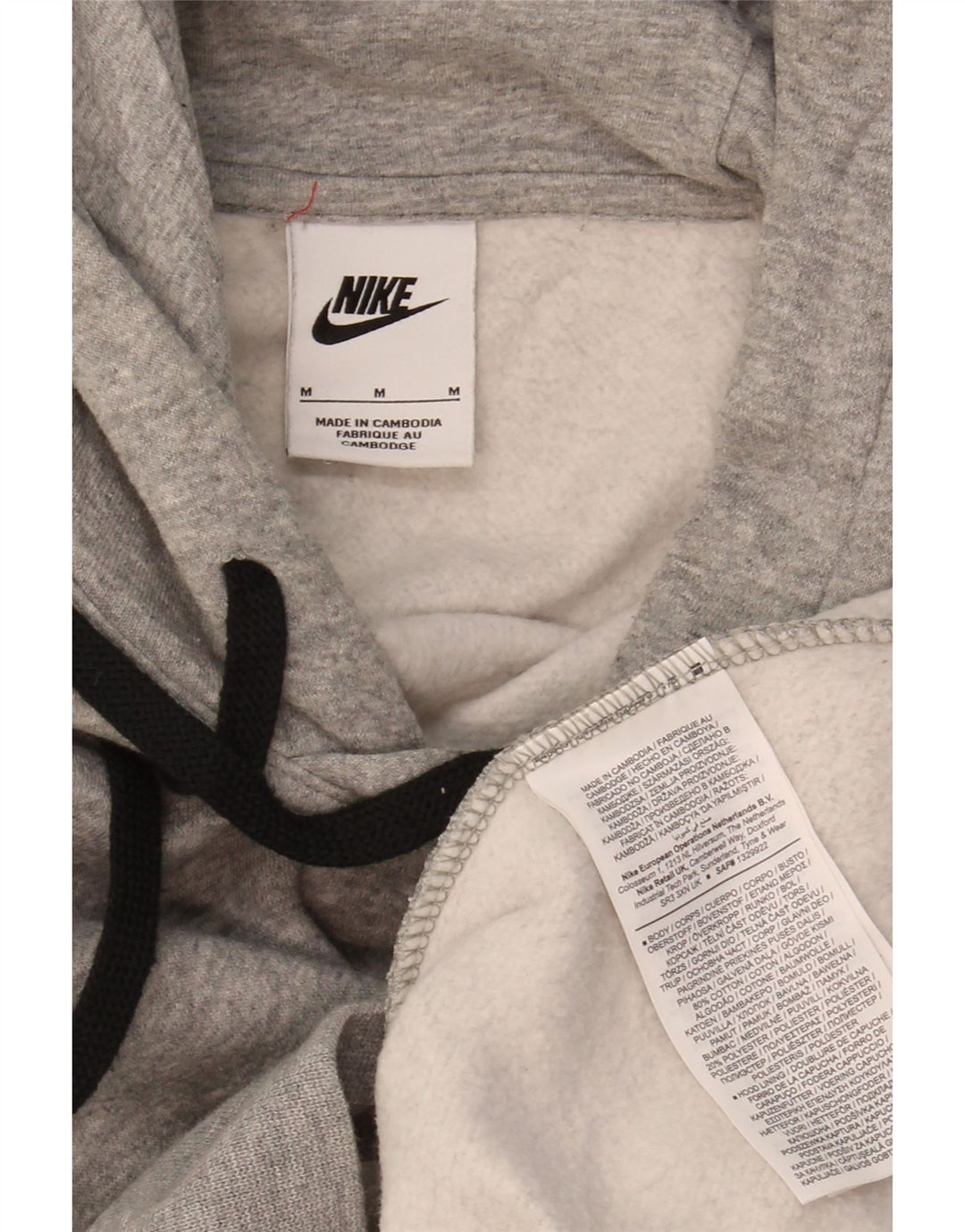 NIKE Mens Graphic Hoodie Jumper Medium Grey Colourblock Cotton