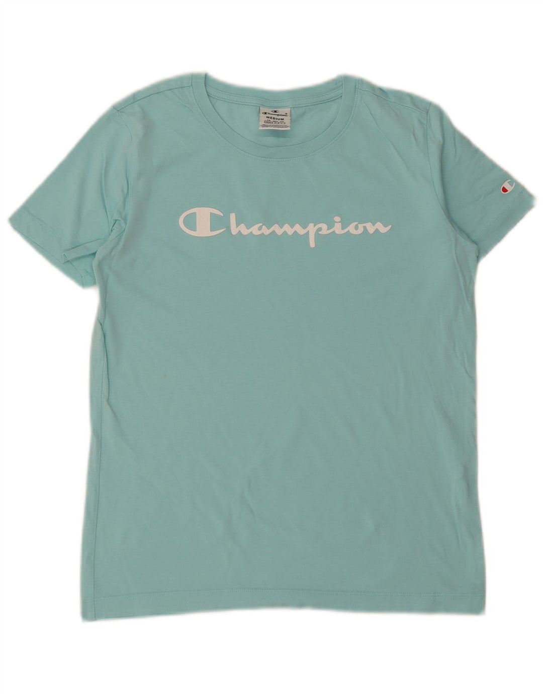 CHAMPION Womens Graphic T-Shirt Top UK 14 Medium Blue