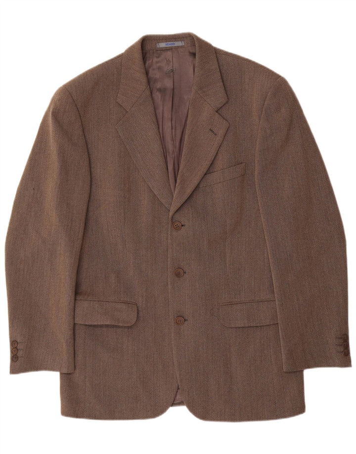 Męska marynarka zapinana na 3 guziki Kenzo IT 50 Duża brązowa wełna