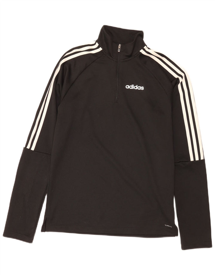 Adidas Męskie Climalite Zip Neck Sweter Dresowy Top Mały Czarny Poliester