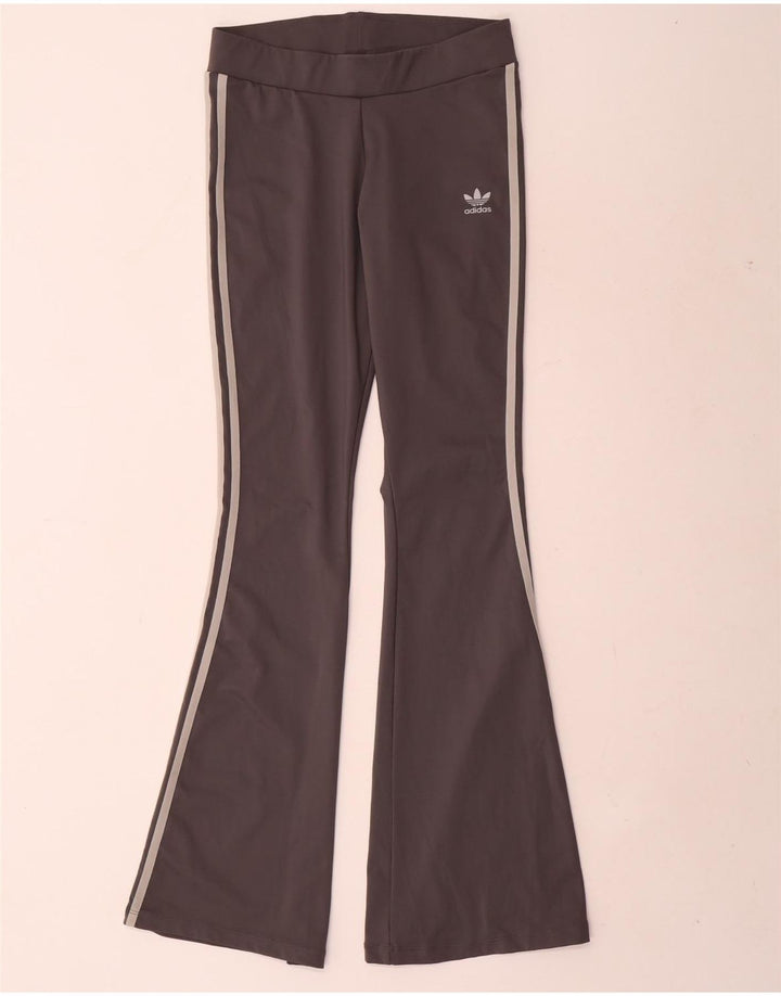 Damskie legginsy Adidas Flare UK 12 Średni szary poliester