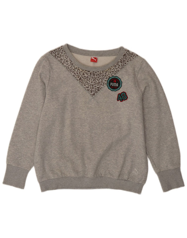 Damska bluza z grafiką Puma Jumper UK 16, duży szary nadruk zwierzęcy