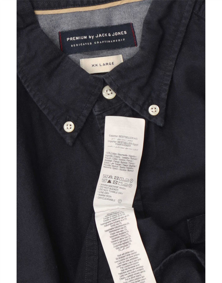 Koszula męska Jack & Jones 2XL, granatowa, bawełniana