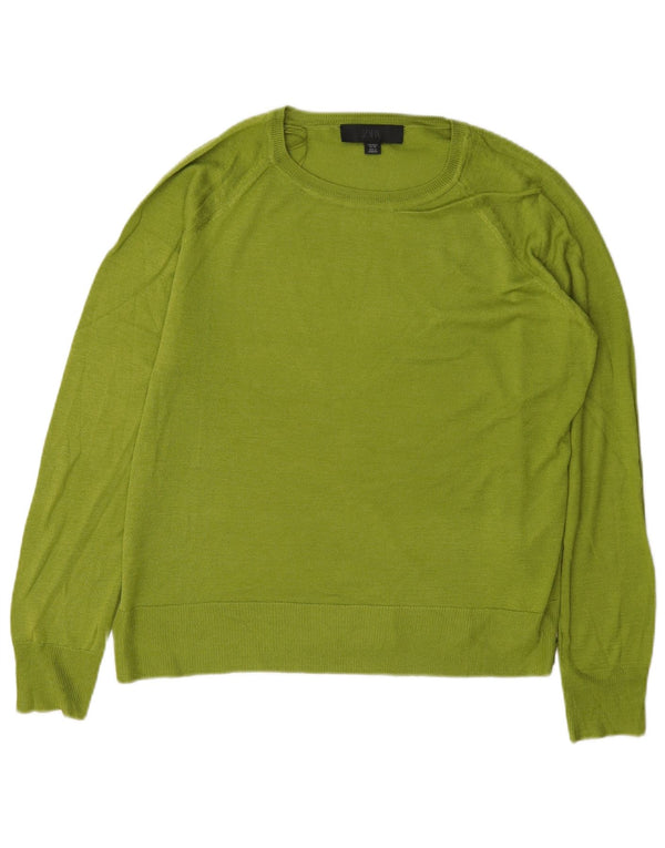 Damski sweter oversize z dekoltem w łódkę Zara UK 10 Small Green Wiskoza