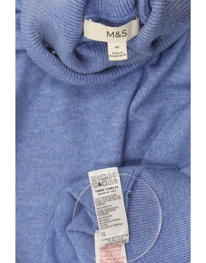 Marks & Spencer Męski sweter z golfem, średni niebieski, poliester