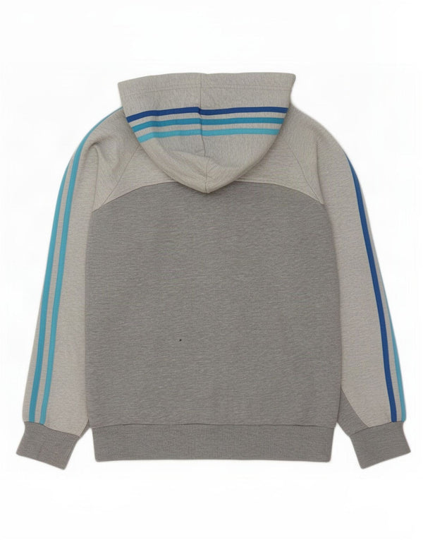Adidas Męski sweter z kapturem i zamkiem błyskawicznym, mały, szary, nakrapiany, bawełniany
