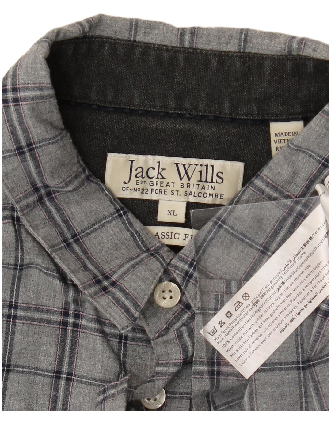Koszula męska Jack Wills o klasycznym kroju XL, szara, bawełniana w kratkę