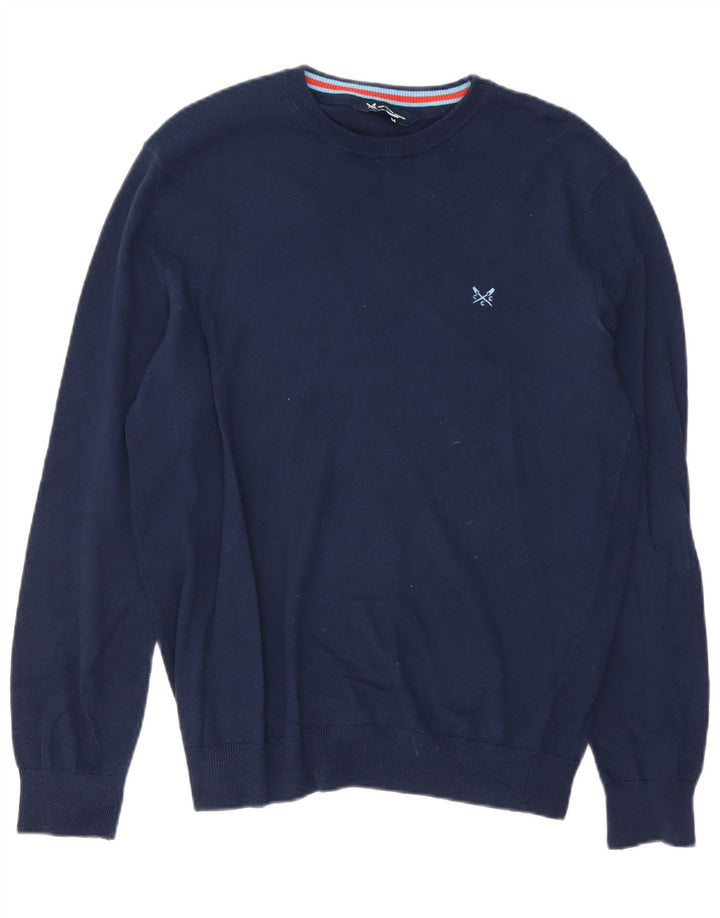 Crew Clothing Męski sweter z okrągłym dekoltem, średni granatowy, bawełniany