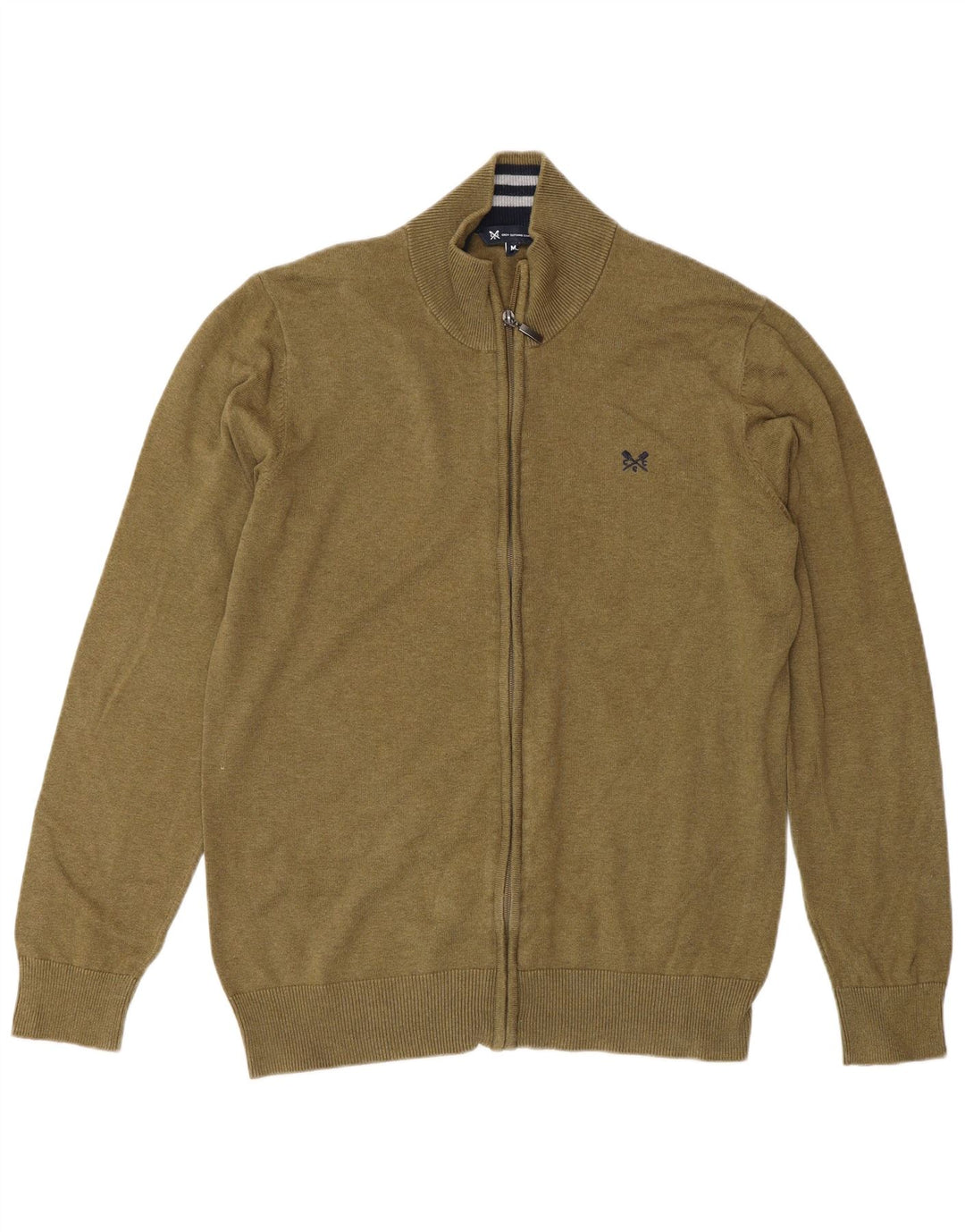 Crew Clothing Męski sweter rozpinany, średnia bawełna khaki