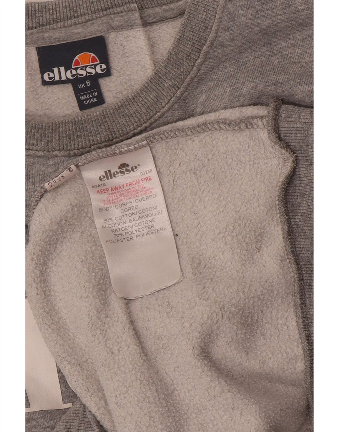 Damska bluza dresowa Ellesse z grafiką oversize, UK 8, mała, szara bawełna