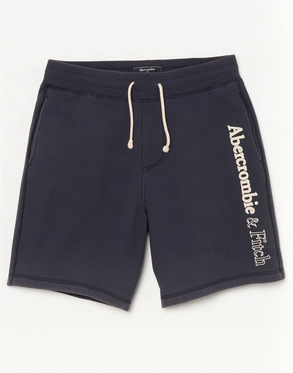 Męskie spodenki sportowe Abercrombie & Fitch z grafiką, małe, granatowe, bawełniane