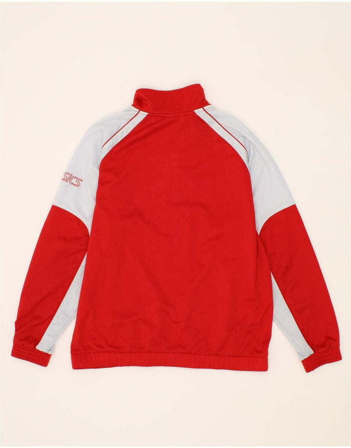 ASICS Womens Tracksuit Top Jacket UK 14 Medium Red Colourblock Polyester Vintage Asics and Second-Hand Asics from Messina Hembry 