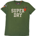 SUPERDRY Męski T-shirt z grafiką, mały, zielony, bawełniany