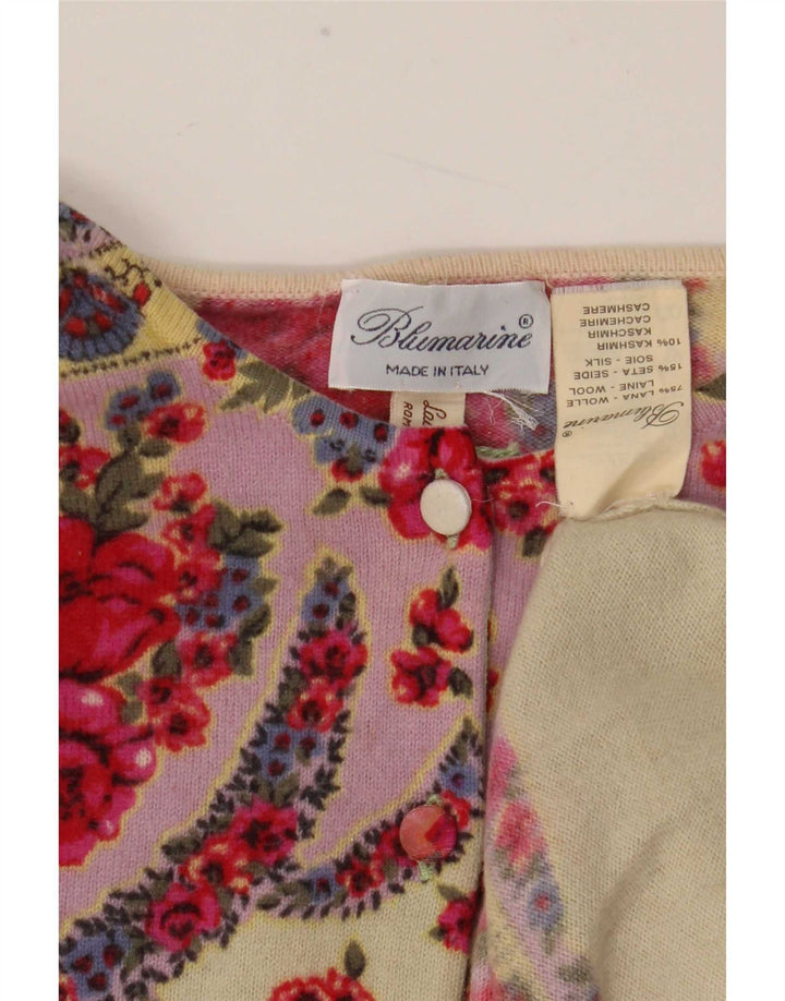 Damski sweter rozpinany Blumarine IT 46 Duża wielokolorowa wełna w kwiaty