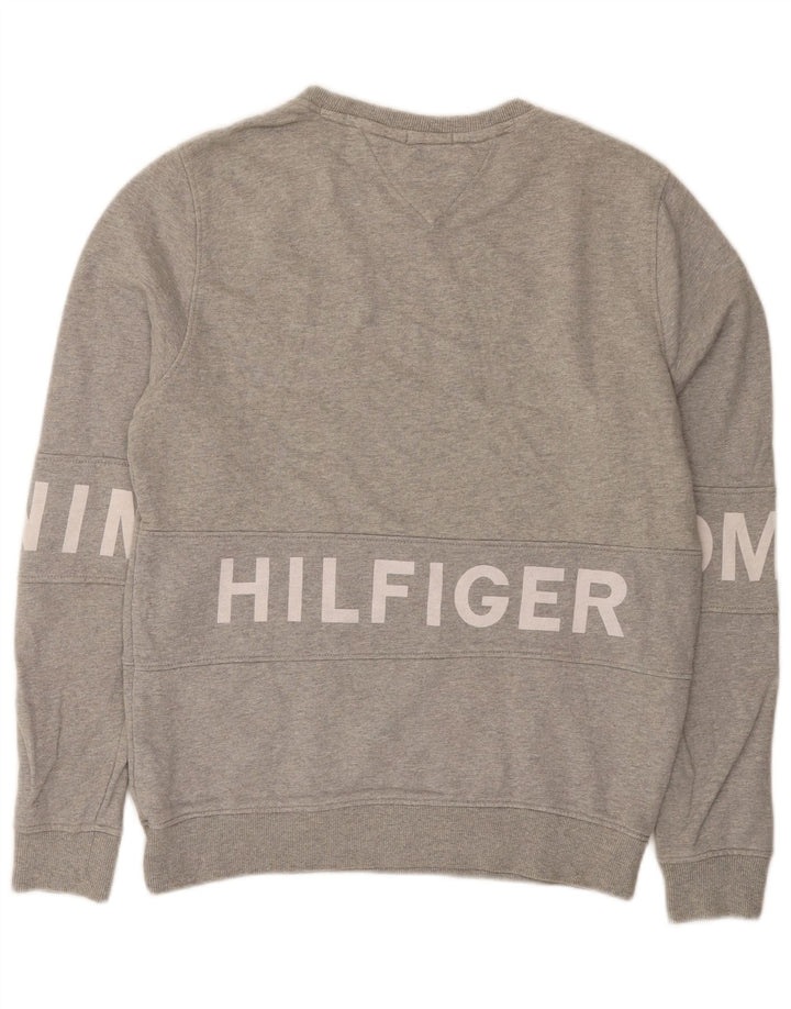 Męska bluza z grafiką Tommy Hilfiger, średnioszara, bawełniana