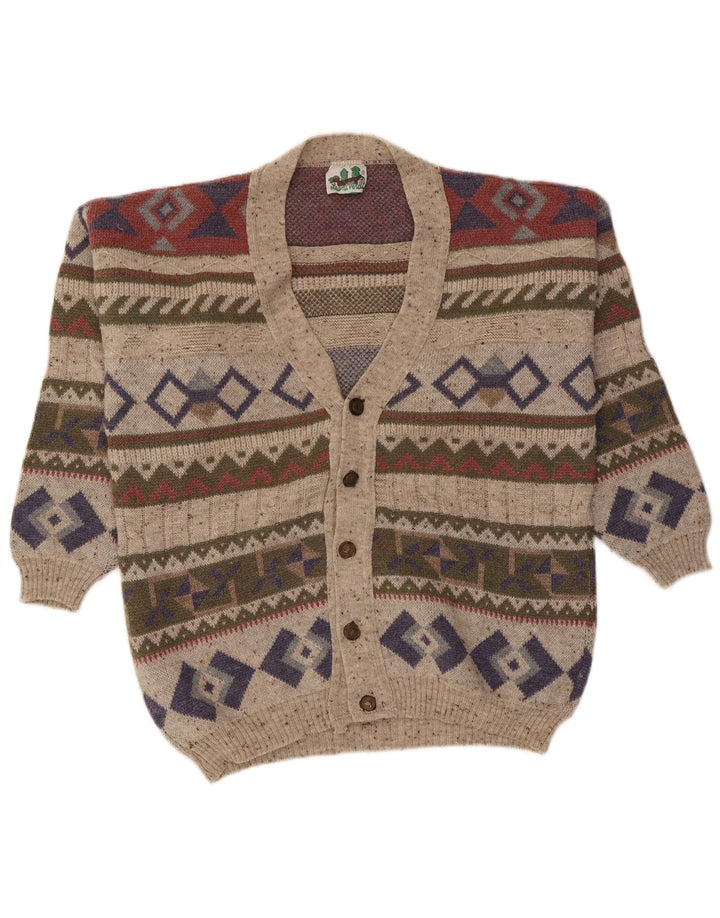 Sweter męski w stylu vintage, duży, wielobarwny, geometryczny, wełniany