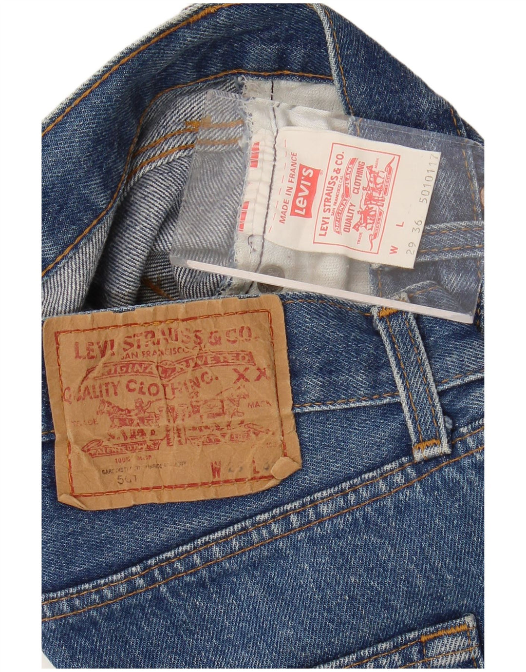 Damskie spodenki jeansowe Levi's 501 W29 Średni niebieski, bawełniany