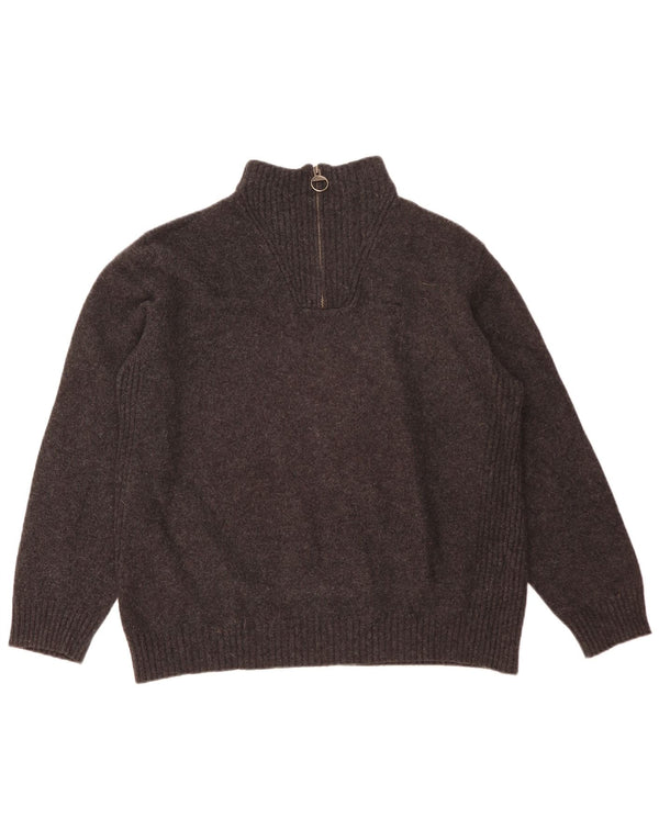 Sweter damski Barbour z zamkiem błyskawicznym UK 20 2XL Szara wełna