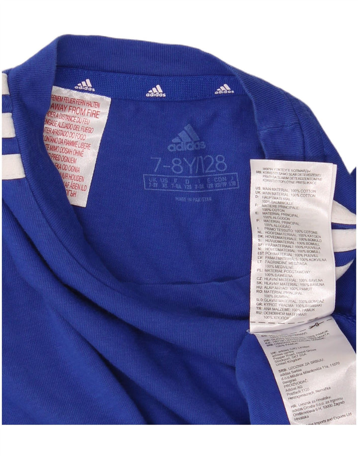 Adidas Chłopięcy T-shirt Top 7-8 Lat Niebieski Bawełniany