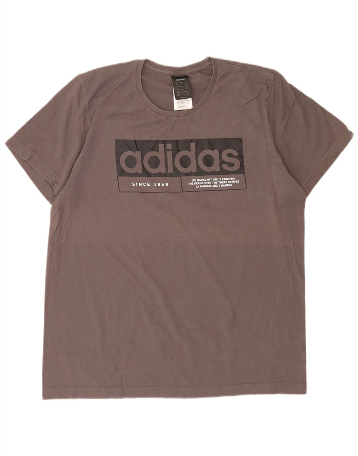 Męska koszulka z grafiką Adidas, średnia, szara bawełna