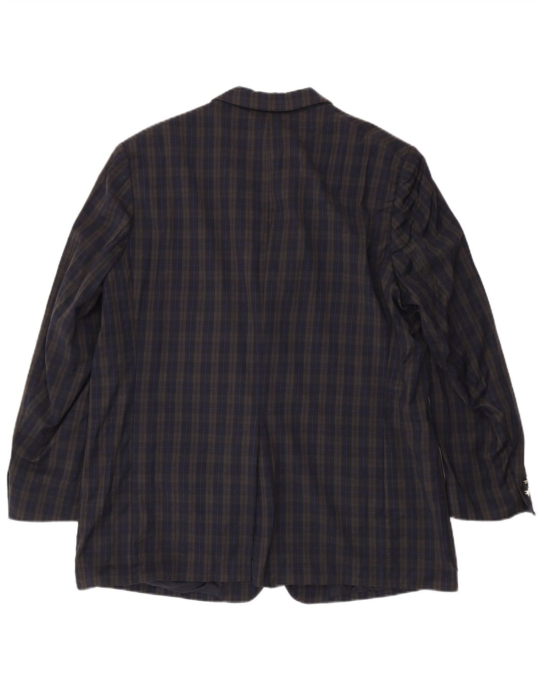 Męska marynarka zapinana na 2 guziki Burberrys UK 46 3XL Granatowa kratka z dziewiczej wełny