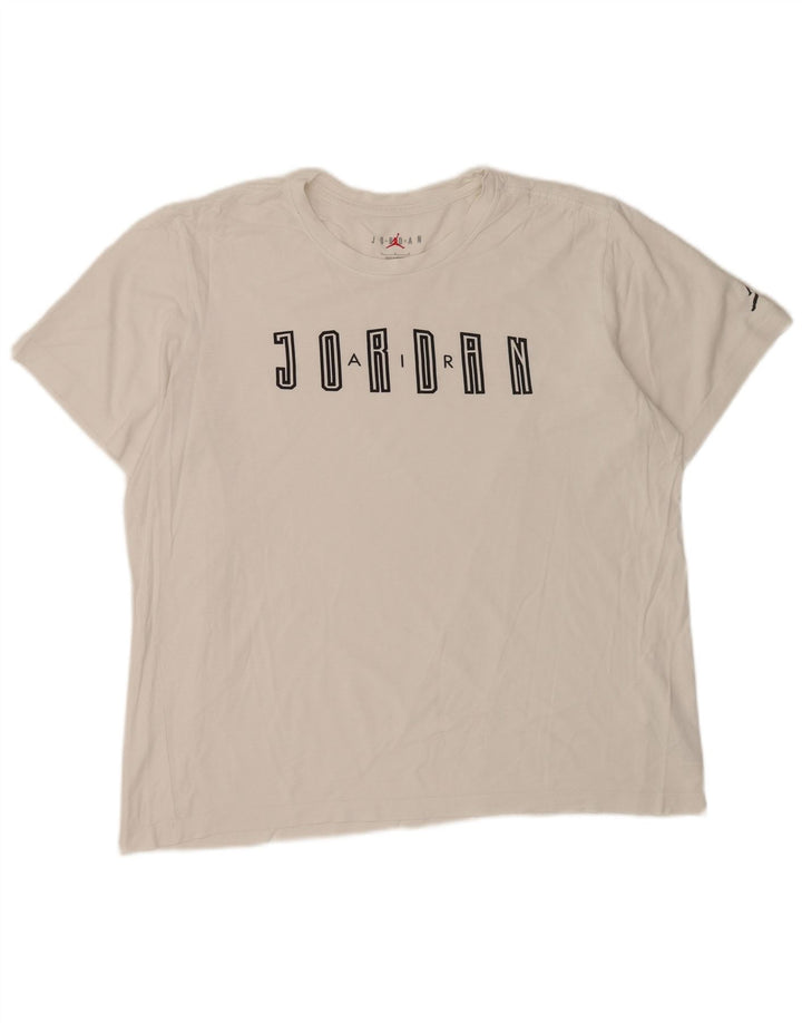 Jordan Męski T-shirt z grafiką Jordan, duży, biały, bawełniany