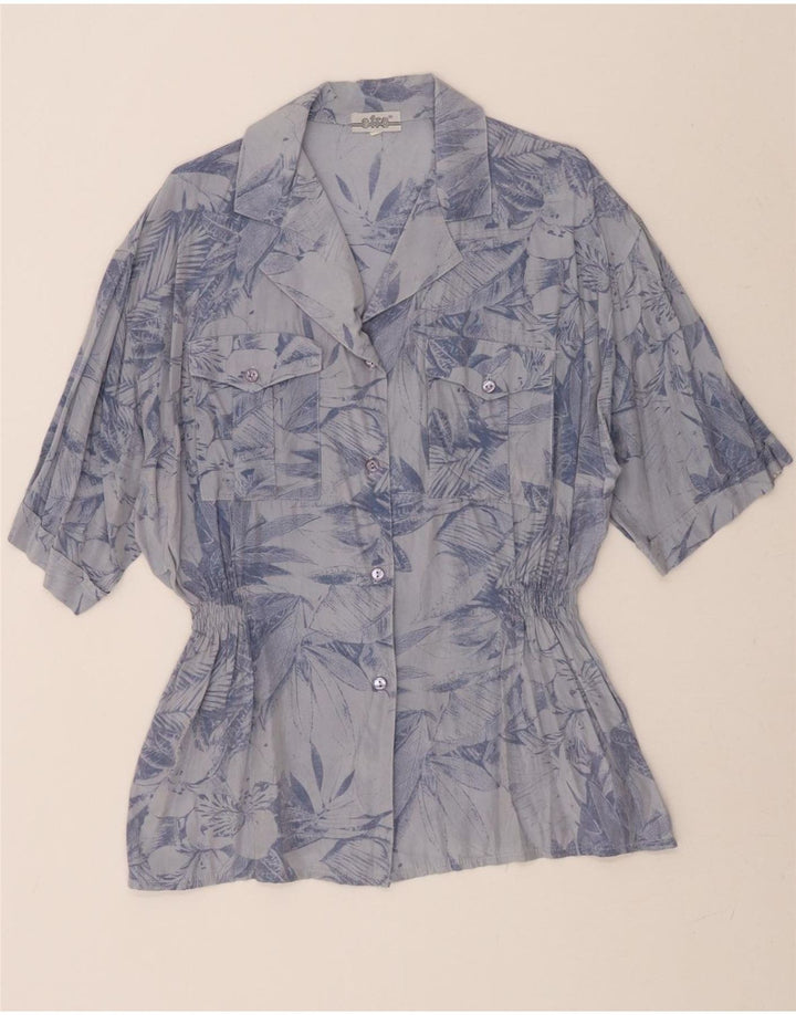 VINTAGE Womens Abstract Pattern Short Sleeve Shirt Blouse IT 48 XL Blue Vintage Vintage and Second-Hand Vintage from Messina Hembry 