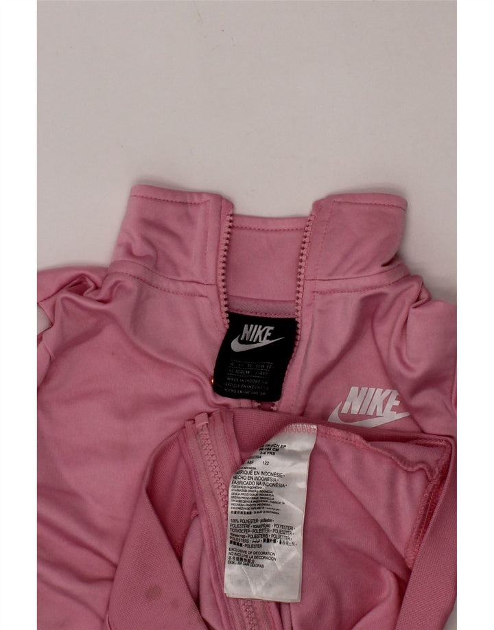 NIKE Boys Graphic Tracksuit Top Jacket 3-4 Years XS Pink Polyester
